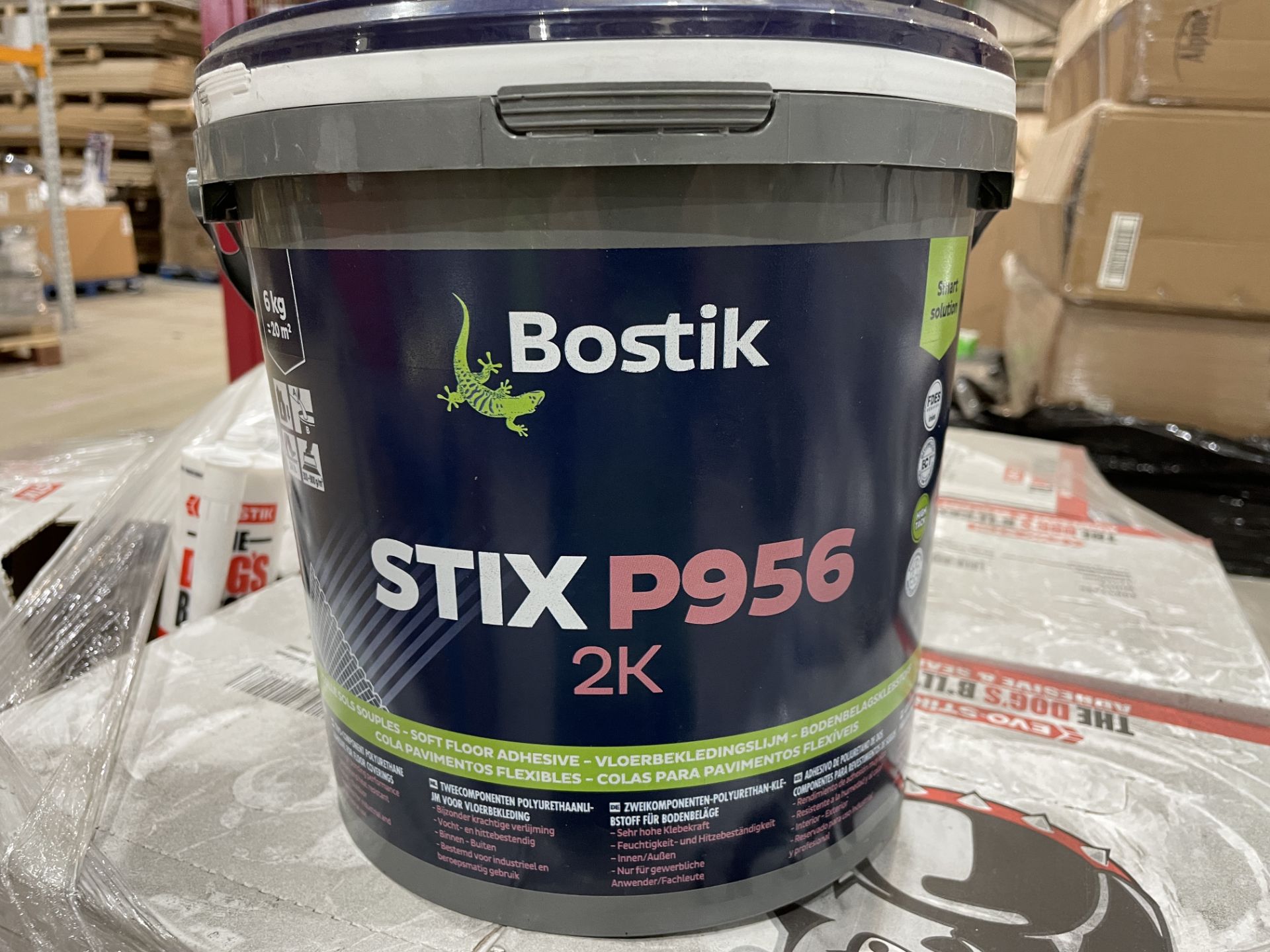 12 X 6KG TUBS OF BOSTIK STIC P956 2K SOFT FLOOR ADHESIVE (LOC: 23.7-AA3955)