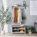Boxed Ash Wall Mounted Coat Rack with Shelf - Grey-SR5(3.7)