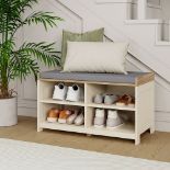 Boxed Ash Hall Shoe Storage Bench - Cream-RS1.9