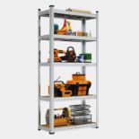 Boxed 5-Tier Galvanised Steel Shelving Unit – Silver (150 x 70 x 30cm)-RS1.7