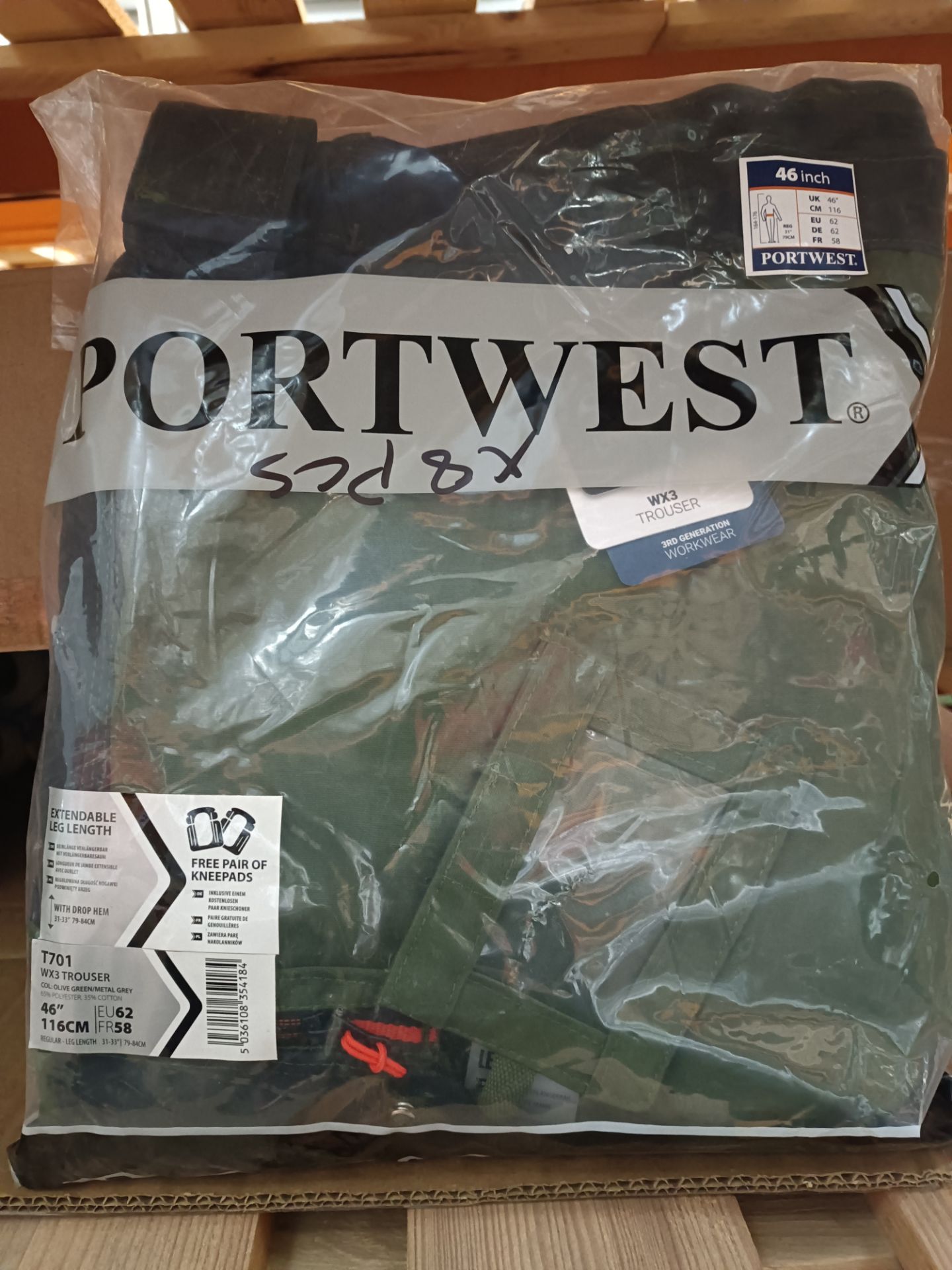 4X PORTWEST WX3 UTILITY TROUSERS ,COLOUR- METAL GREY/OLIVE GREEN , 46'' , 116CM (LOC: 8.7-MM449)