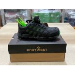 6x BRAND NEW & PACKAGED PORTWEST FT35 Compositelite Ogwen Trainers - BLACK/GREEN - SIZE 3. (LOC:
