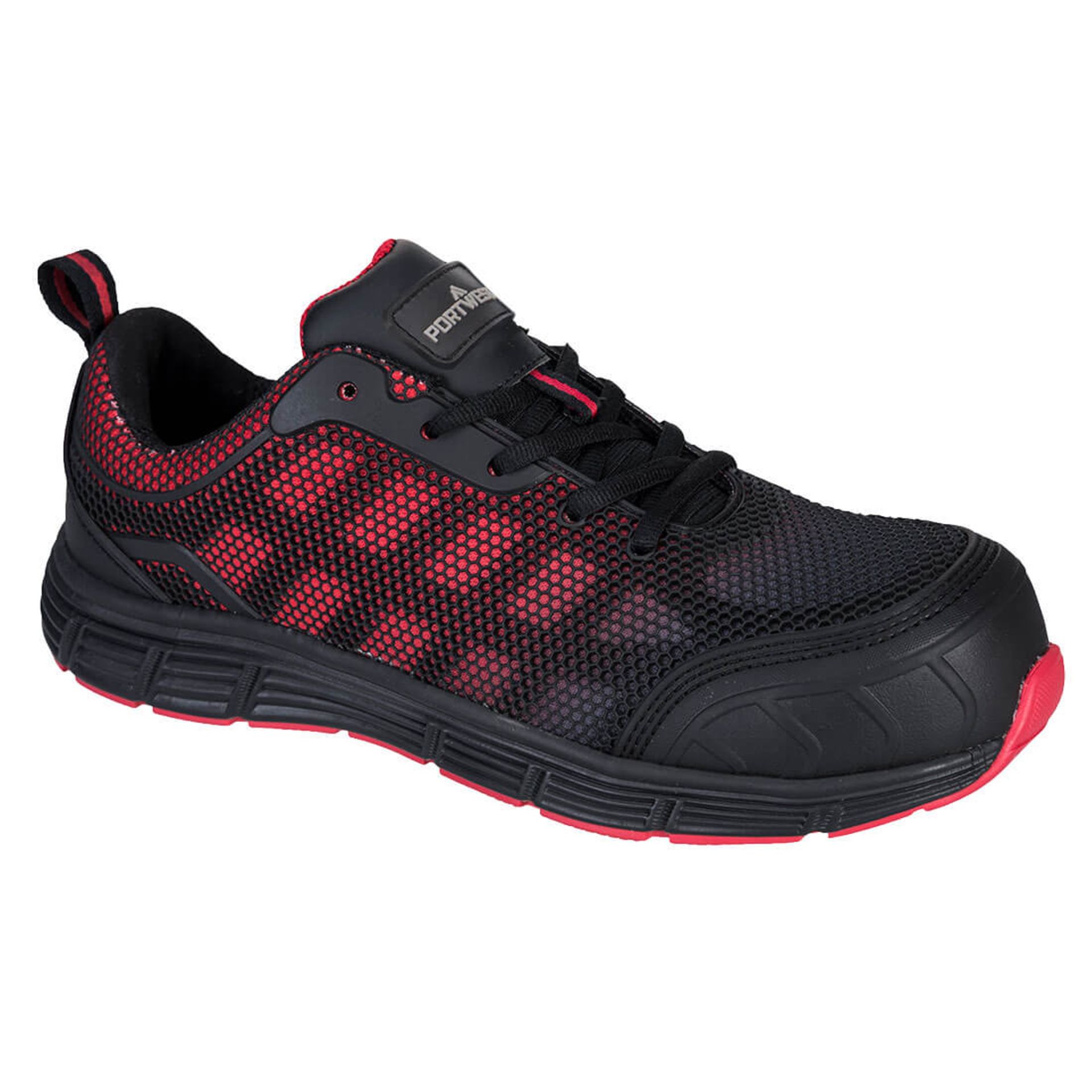 6x BRAND NEW & PACKAGED PORTWEST FT35 Compositelite Ogwen Trainers - BLACK/RED - SIZE 6.5. (LOC: - Image 2 of 2