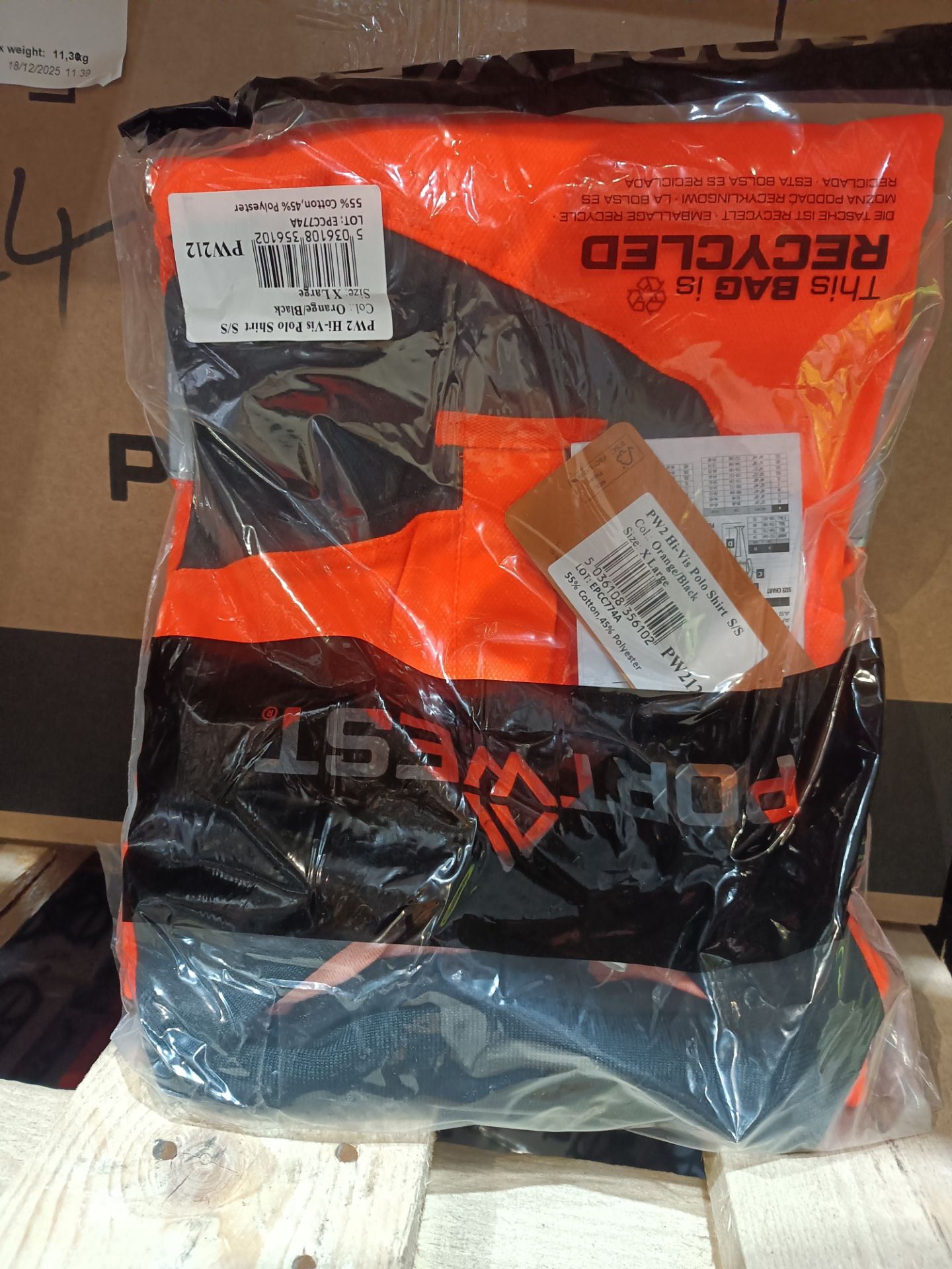 8X PORYTWEST HI-VIS POLO SHIRT S/S , COLOUR - ORANGE / BLACK , SIZE - X LARGE (LOC: 9.9-MM500)