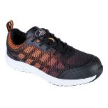 6x BRAND NEW & PACKAGED PORTWEST FT15 TOVE TRAINERS - BLACK/ORANGE - SIZE 3. (LOC: R49-4-CC355)