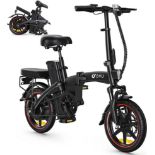 BOXED DYU A5 Electric Bike, 14" Portable Electric Bike, 48V 7.5AH Removable Battery,60KM Max