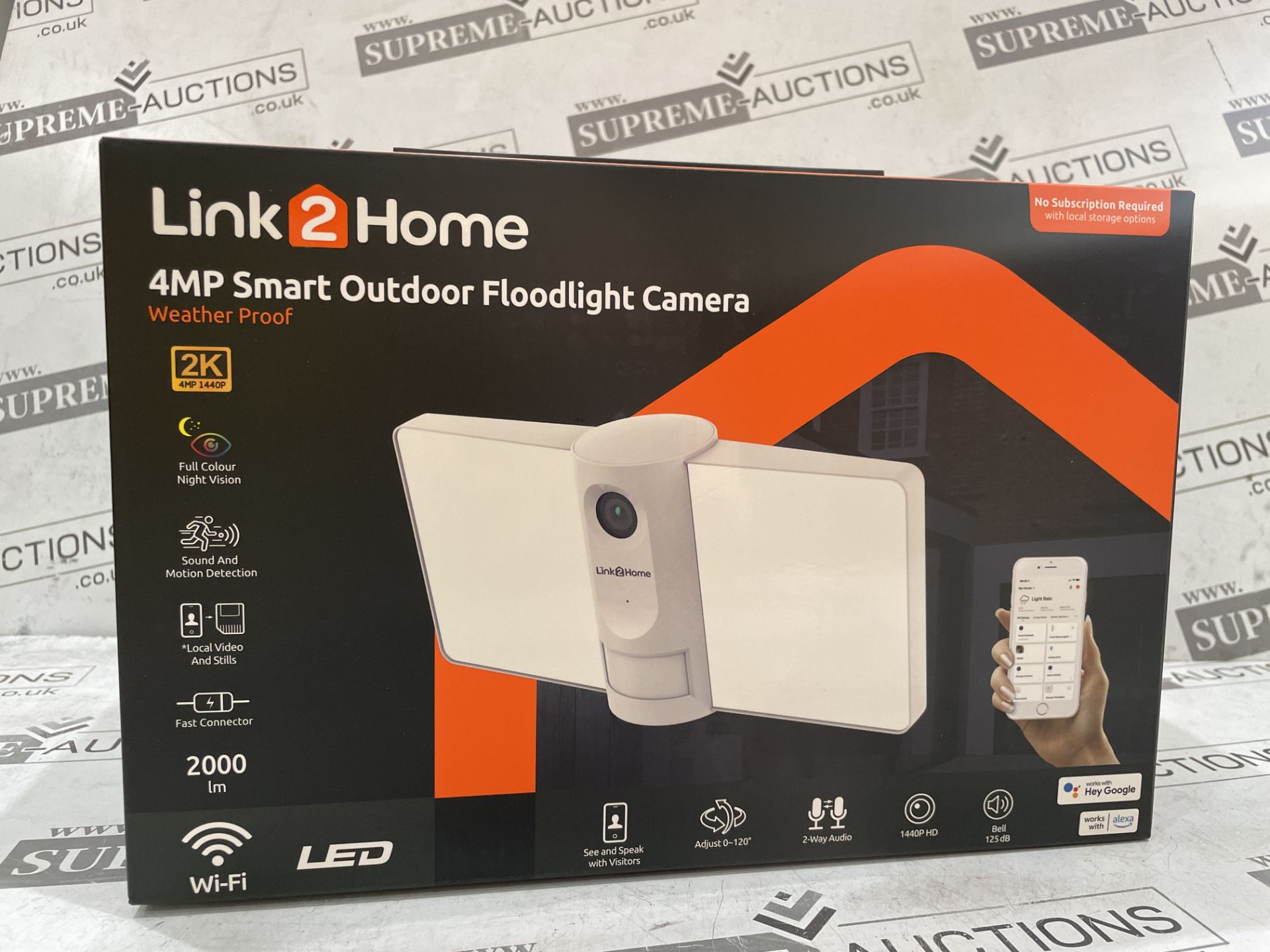 TRADE LOT 5 X BRAND NEW Link2Home L2H-FLOODCAM2BK Outdoor Smart Floodlight Camera 2K 4MP Black - Image 2 of 2