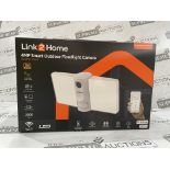 BRAND NEW Link2Home L2H-FLOODCAM2WH Outdoor Smart Floodlight Camera 2K 4MP White RRP £199. The