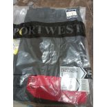 12X PW240 PORTWEST 32" (80CM) APRON IN BLACK AND RED OFFERS DURABLE AND PRACTICAL PROTECTION FOR