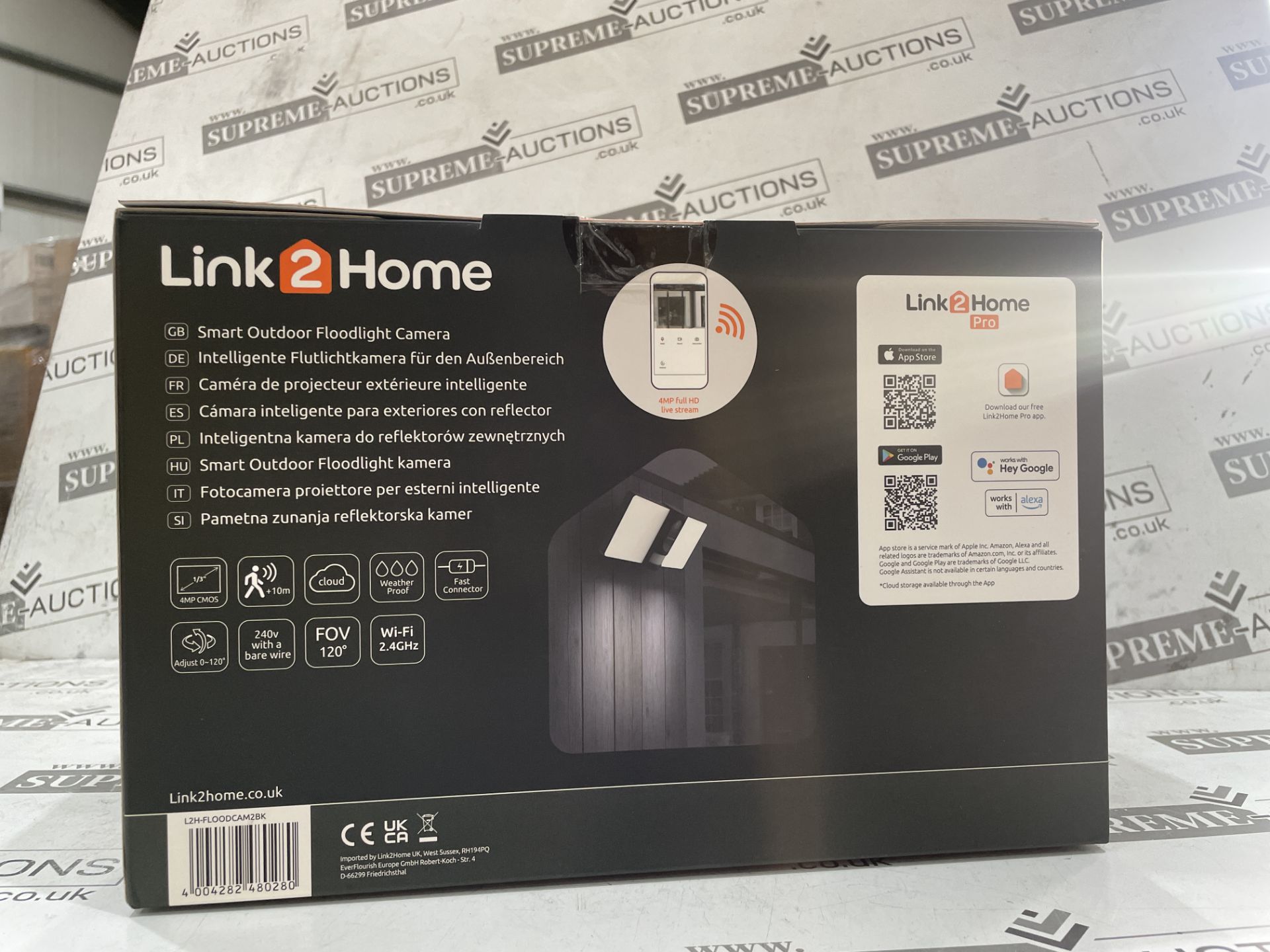 BRAND NEW Link2Home L2H-FLOODCAM2BK Outdoor Smart Floodlight Camera 2K 4MP Black RRP £199. The - Image 2 of 5