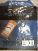 24X PORTWEST PW219 PW2 WOMEN’S POLO SHIRT IN NAVY AND ROYAL, SIZE SMALL, IS A SHORT-SLEEVED