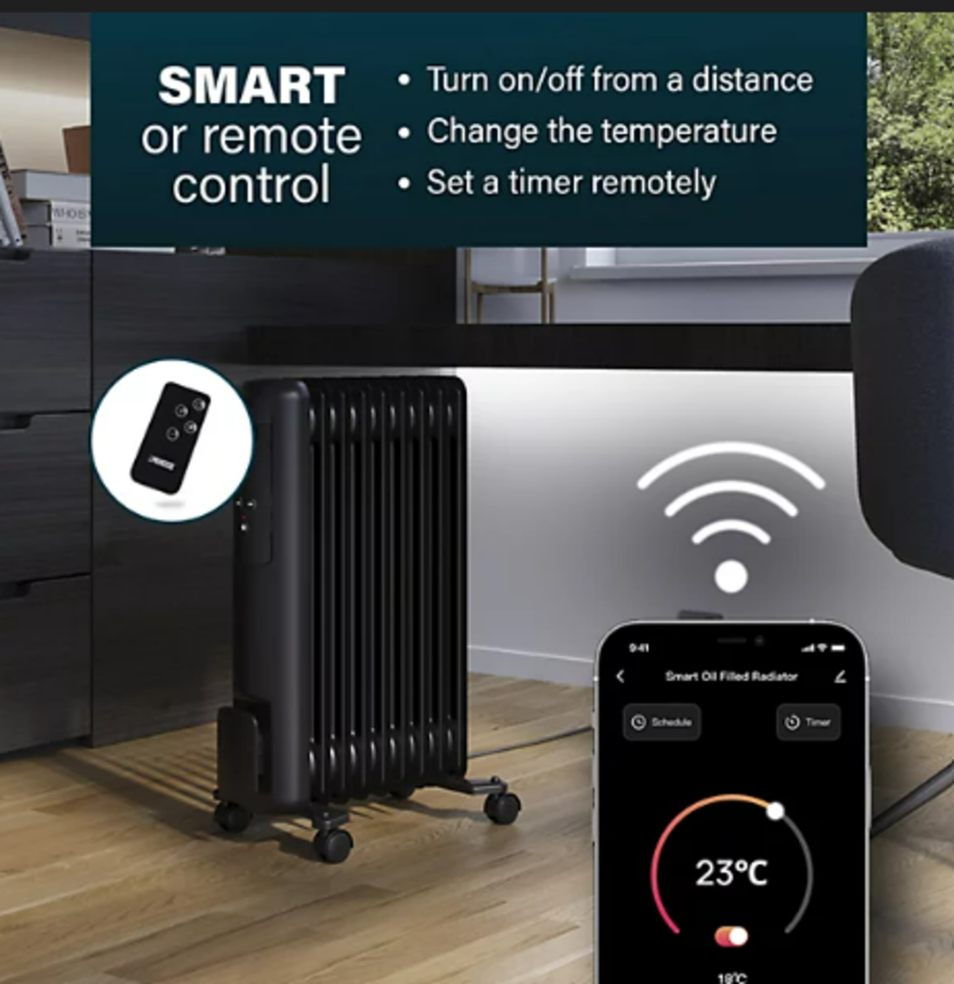 3 X BOXED PRINCESS SMART OIL FILLED RADIATORS. 2.4GHz. VOICE CONTROLLED, LED DISPLAY, 2000W (LOC: