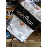 12 X NEW PACKAGED PORTWEST STRETCH COMBAT TROUSERS WHITE. SIZE 30'' 31'' LEG (LOC: 5.5-WW63)