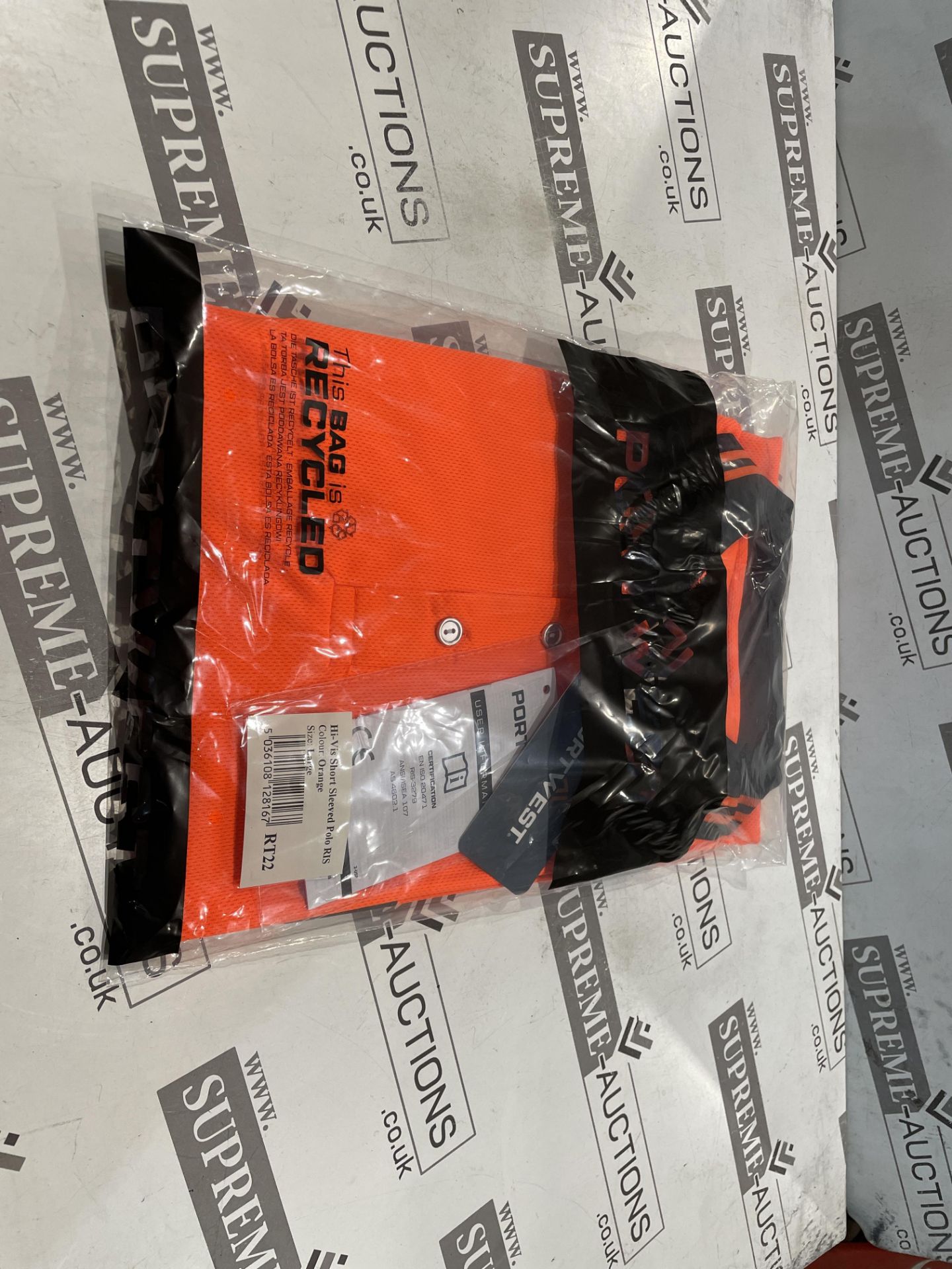 24 X BRAND NEW PORTWEST ORANGE HI VIS SHORT SLEEVED POLO TOPS SIZE LARGE (LOC: 23.18-AA1253) - Image 2 of 2