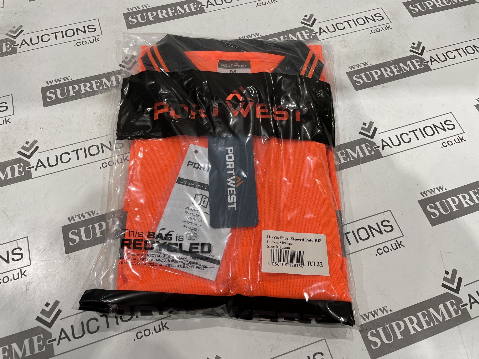 24 X BRAND NEW PORTWEST ORANGE HI VIS SHORT SLEEVED POLO TOPS SIZE XXL (LOC: 24.13-AA1287) - Image 2 of 2