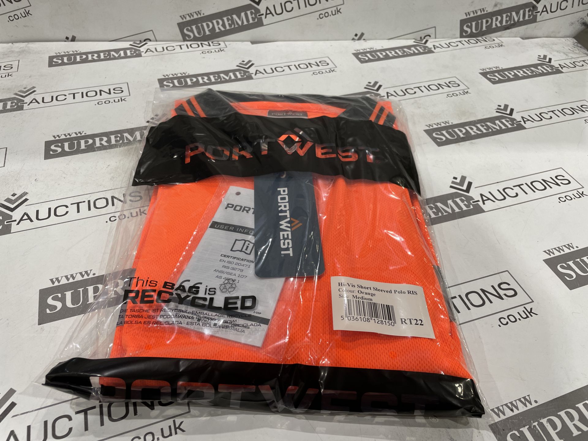 24 X BRAND NEW PORTWEST ORANGE HI VIS SHORT SLEEVED POLO TOPS SIZE XXL (LOC: 24.13-AA1287)