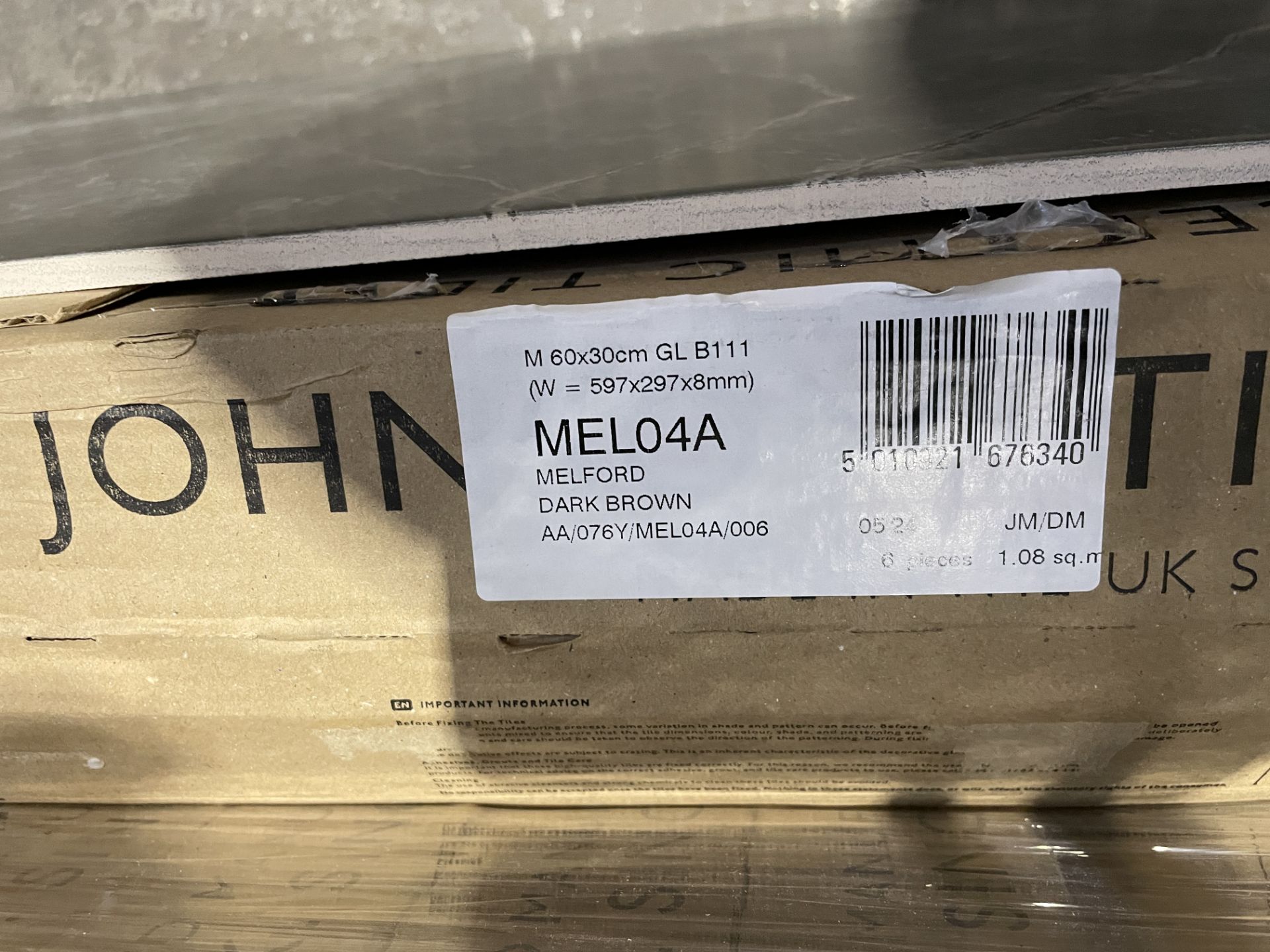 PALLET TO CONTAIN 40 X BRAND NEW PACKS OF Melford Marble MEL04A DARK BROWN SATIN FINISH GLAZED - Image 4 of 4