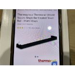 BRAND NEW THERMORAIL 7124 MATTE BLACK FINISH 12V STAINLESS STEEL HEATED TOWEL RAIL 632 X 40 X