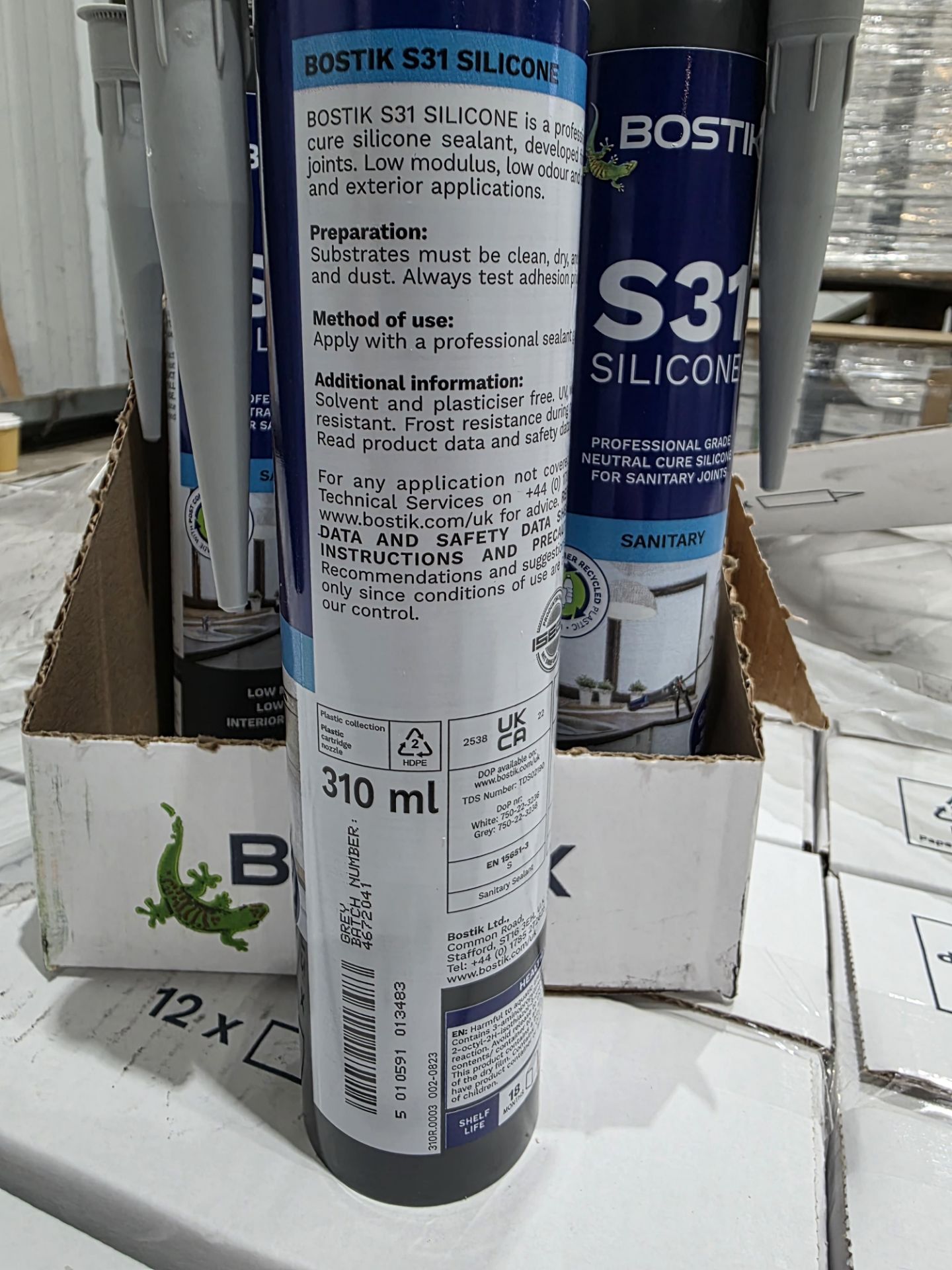 60 x Bostik Pro S31 Sanitary Silicone 310ml Grey. RRP £12.49 per tube. • +/- 25% flexibility • - Image 3 of 3