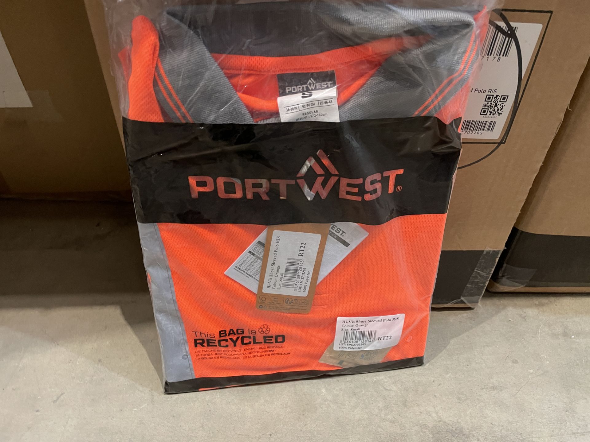 24 X BRAND NEW PORTWEST ORANGE HI VIS SHORT SLEEVE POLO TOPS SIZE SMALL (LOC: 34.2-BB3983)