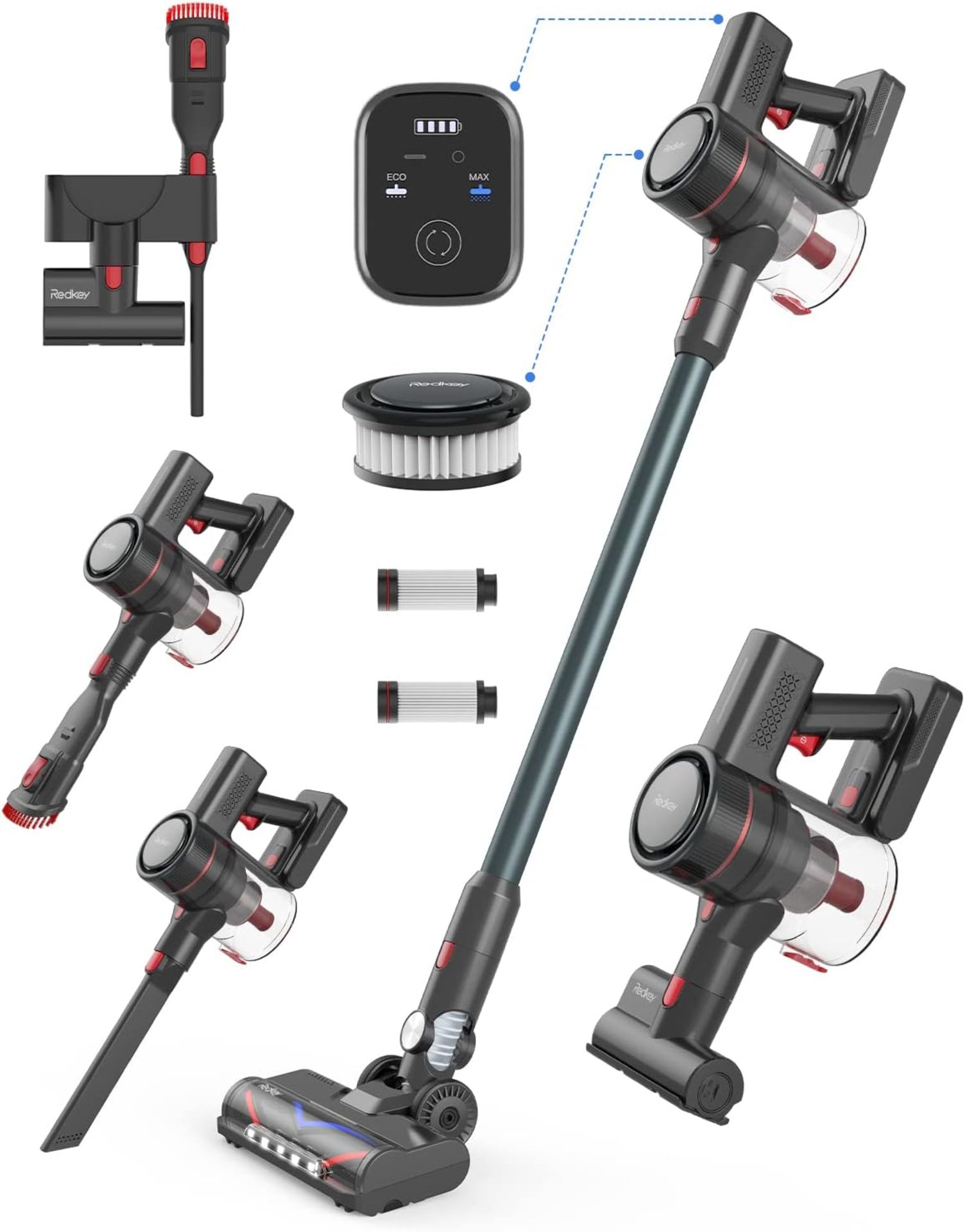 BOXED Redkey Stick Vacuum Cleaner Cordless 30Kpa, 8 in 1 Cordless Vacuum 350W, Double HEPA