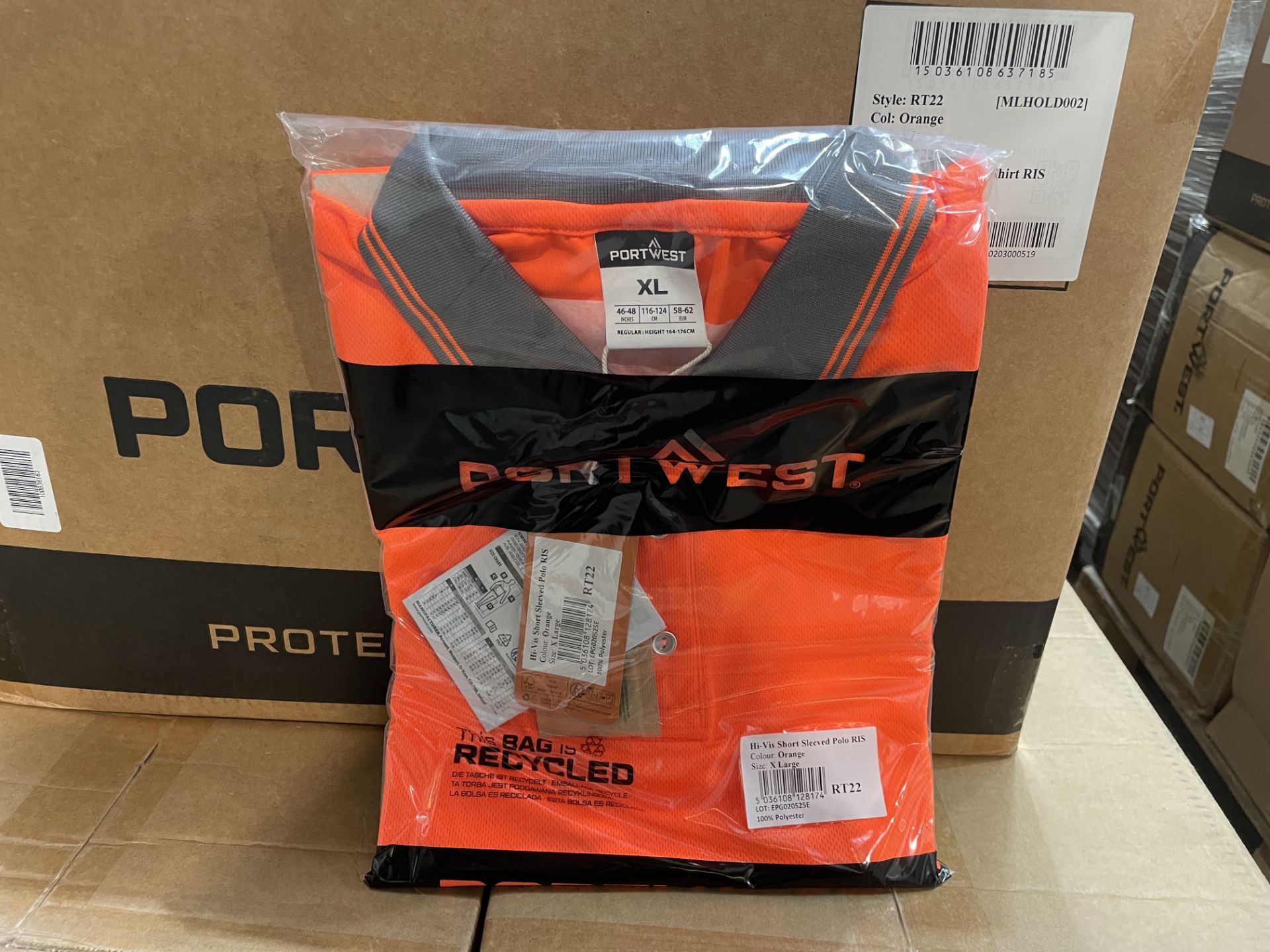 24 X BRAND NEW PORTWEST ORANGE HI VIS PROFESSIONAL POLO TOPS SIZE XL (LOC: 44.10.-AA5174)