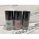240 X BRAND NEW WOW COSMETICS LUXURY NAIL POLISH/GEL (SHADES MAY VARY) (LOC: 25.3-AA5373)