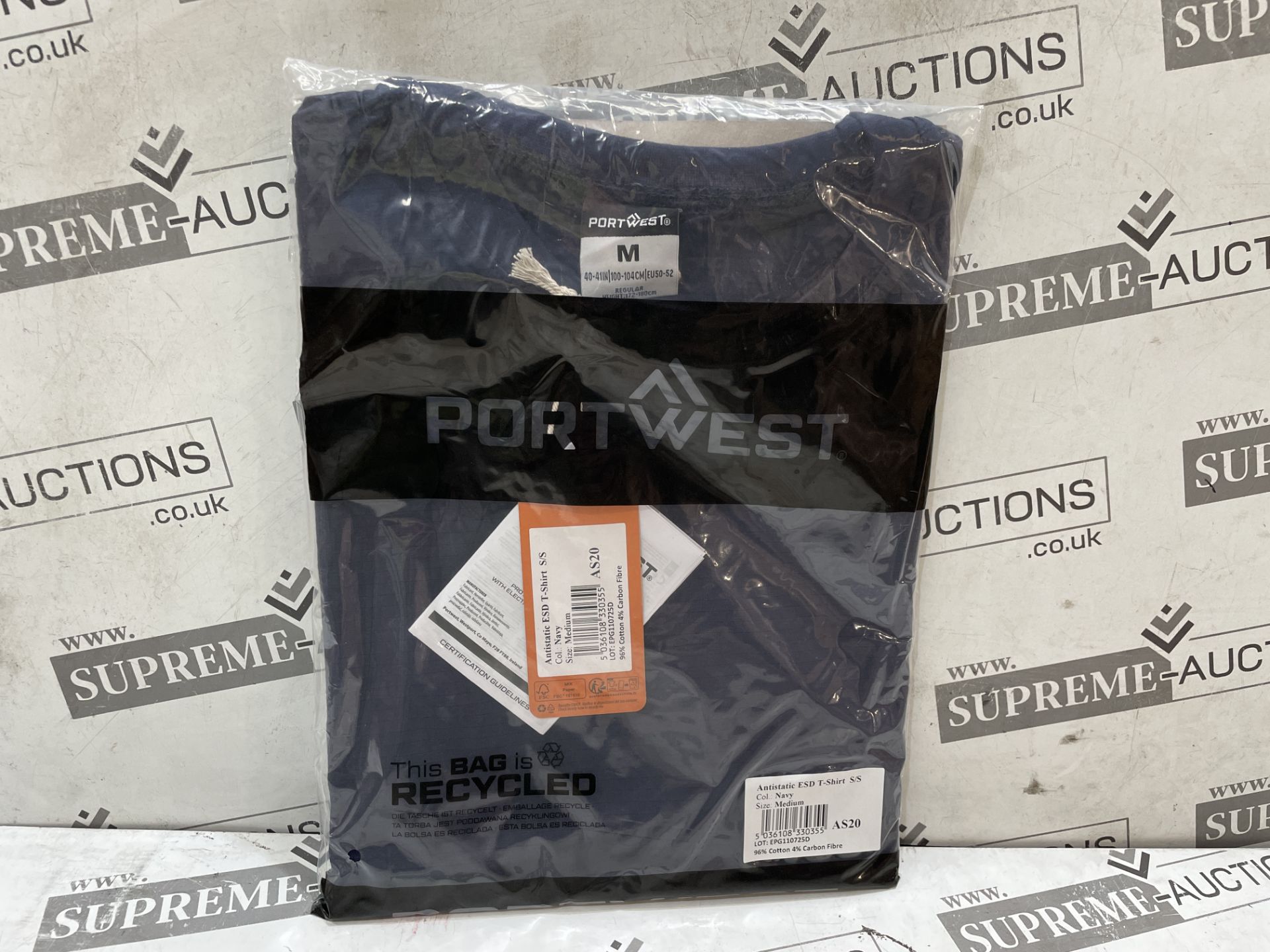 20 X BRAND NEW PORTWEST NAVY ANTI STATIC T SHIRTS SIZE SMALL (LOC: 49.3-AA4585)