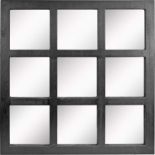 7 x BRAND NEW Stonebriar Square Rustic 9 Panel Window Pane Hanging Wall Mirror with Black Painted