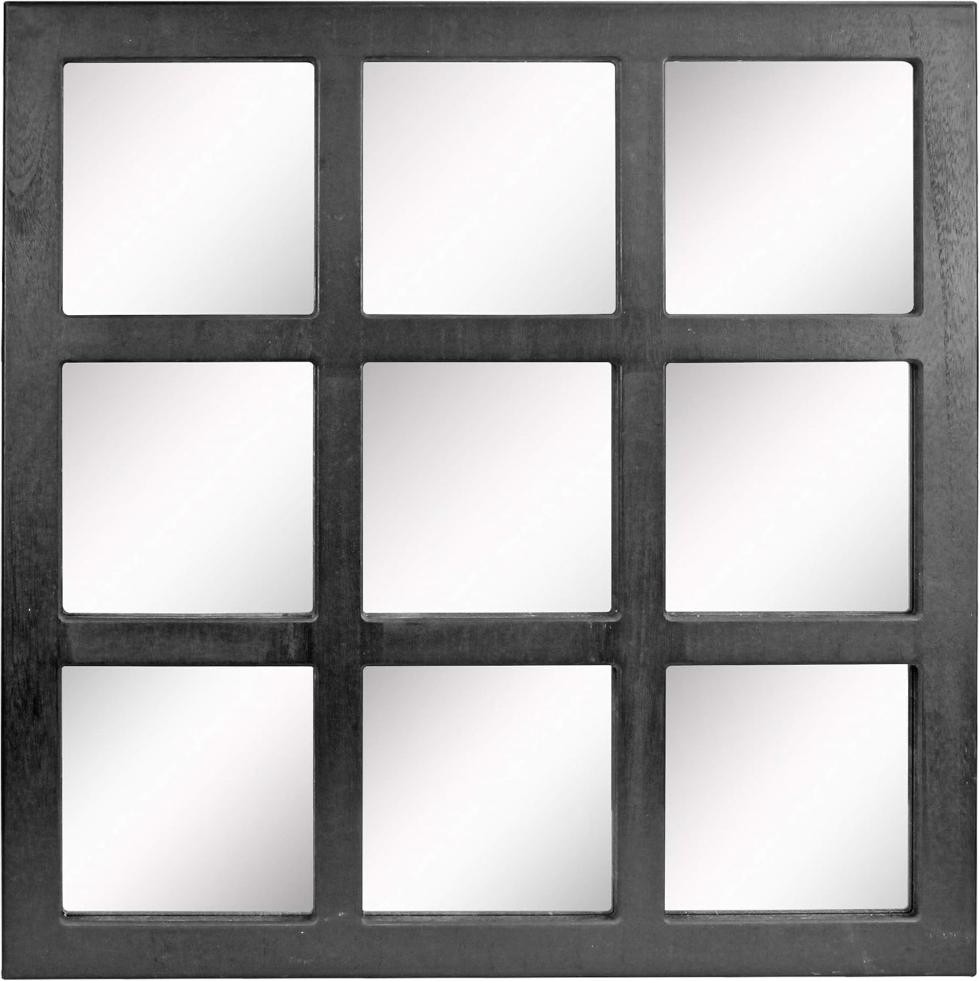 7 x BRAND NEW Stonebriar Square Rustic 9 Panel Window Pane Hanging Wall Mirror with Black Painted