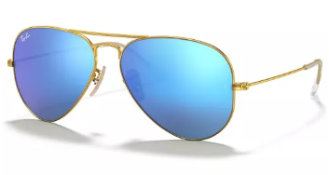 NEW & PACKAGED RAY-BAN Aviator Large Metal Sunglasses - MATTE ARISTA WITH GREEN MIRROR BLUE