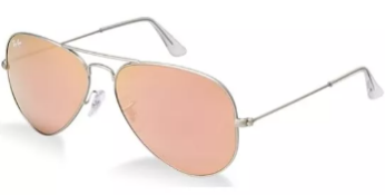 NEW & PACKAGED RAY-BAN Aviator Large Metal Sunglasses - MATTE SILVER WITH LIGHT BROWN MIRROR PINK