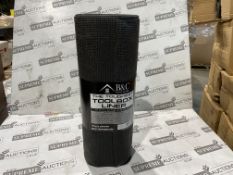 12 X BRAND NEW B AND G HOME GOODS ROLLS OF THE TOUGHEST TOOLBOX LINER RRP £95 EACH. 18 INCHES X 24