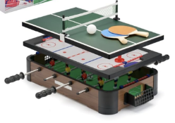 Powerplay 3 in 1 Table Top Games, Multi Game Table Set, Mini Football, Hockey and Table Tennis,