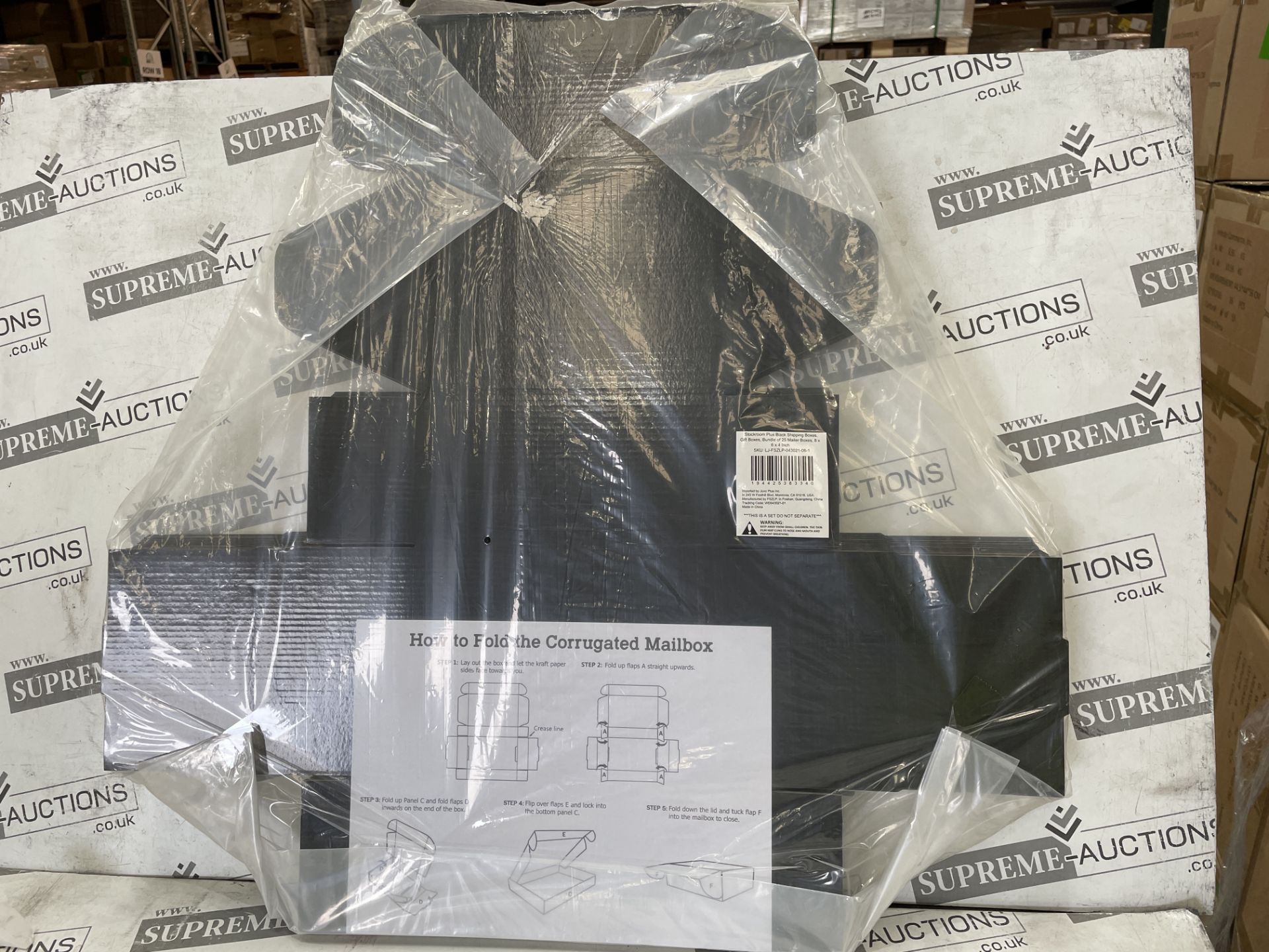 11 X BOXES OF STOCKROOM PLUS, BLACK SHIPPING BOXES/GIFT BOXES IN BUNDLES OFD 25 8 X 6 X 4'' (LOC: