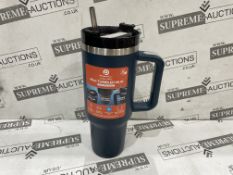 8 X BRAND NEW POWERFULL DUAL WALL 40OZ STAINLESS STEEL TUMBLER MUGS (COLOURS MAY VARY) (LOC: 46.17-