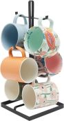 12 X BRAND NEW SETS OF 2 Metal Coffee Mug Holder for Countertop, Holds 6 Cups (Black (LOC: 45.24-