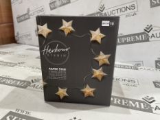24 X BRAND NEW HARBOUR STUDIO PAPER STAR STRING LIGHT SETS WARM WHITE LED BATTERY OPERATED (LOC: