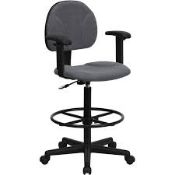 BRAND NEW Flash Furniture Gray Drafting Stool, Gray - BT-659-GRY-ARMS-GG RRP £199. Flash Furniture