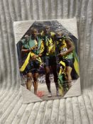Multiple World Champion USAIN BOLT, World Champion YOHAN BLAKE & WARREN WEIR Signed Canvas Print -