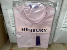 24 X BRAND NEW HENBURY PINK XS SHORT SLEEVED LADIES CLASSIC OXFORD SHIRTS (LOC: 31.1-BB4136)