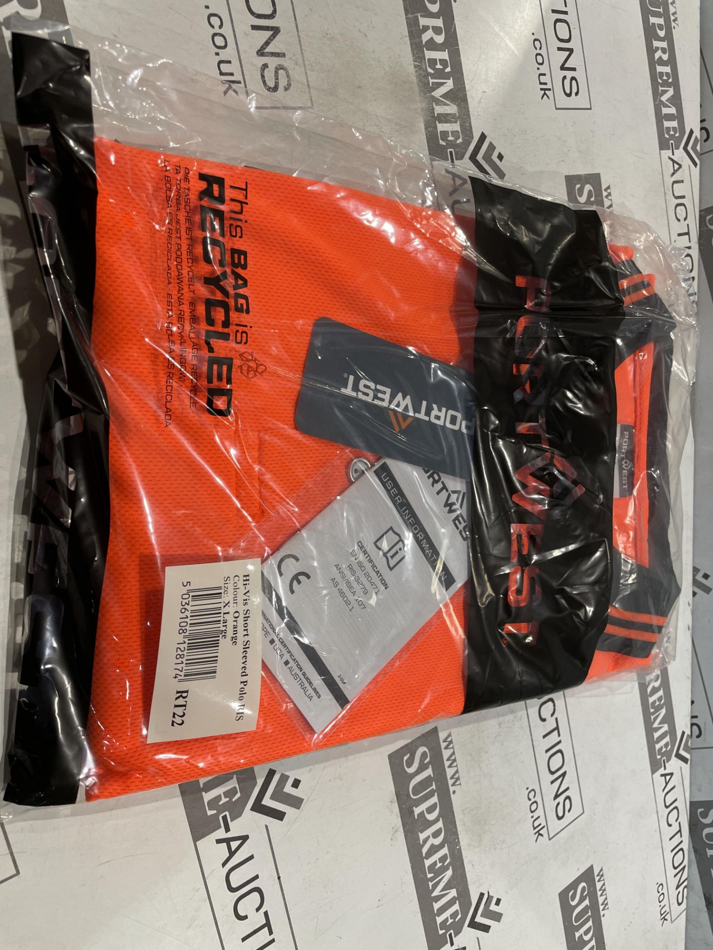 24 X BRAND NEW PORTWEST ORANGE HI VIS SHORT SLEEVED POLO TOPS SIZE XL (LOC: 24.11-AA1251)