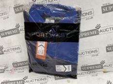 24 X BRAND NEW PORTWEST PW2 NAVY/ROYAL BLUE PREMIUM POLO SHIRTS SIZE SMALL (LOC: 20.7-AA4577)