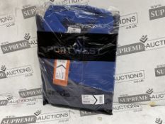 24 X BRAND NEW PORTWEST PW2 NAVY/ROYAL BLUE PREMIUM POLO SHIRTS SIZE MEDIUM (LOC: 19.6-AA4576)