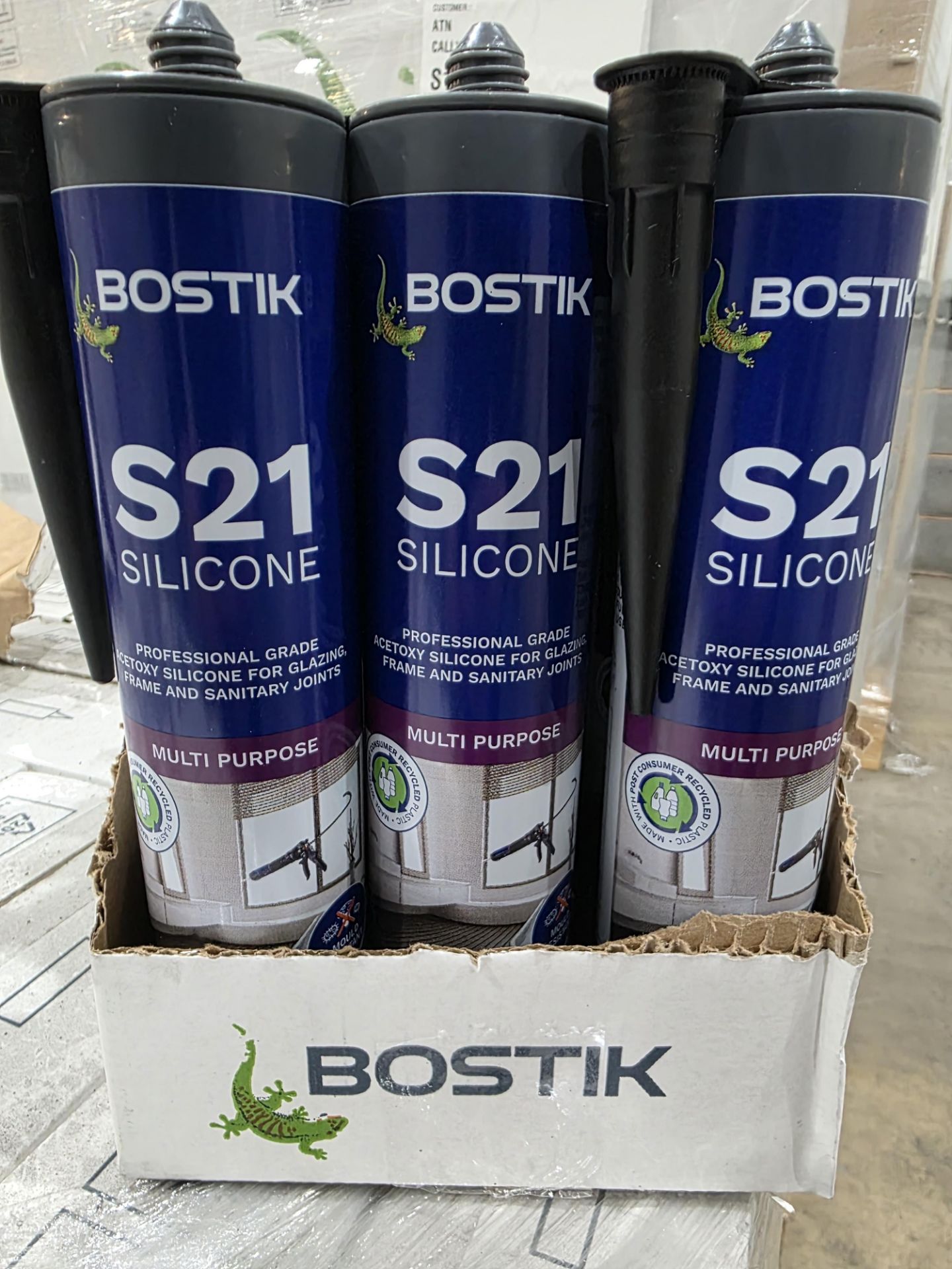 72 x Bostik S21 Multi Purpose Acetoxy Silicone Sealant 310ml Black. RRP £14.48 per tube. Bostik