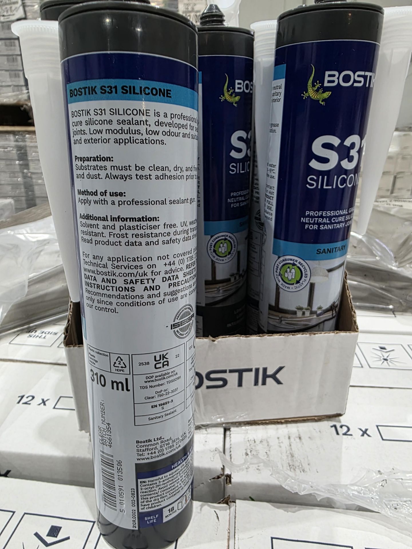72 x Bostik Pro S31 Sanitary Silicone 310ml Clear. RRP £12.49 per tube. • +/- 25% flexibility • - Image 3 of 3