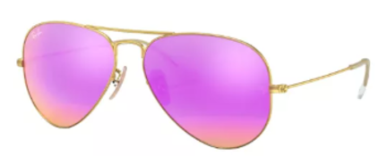 NEW & PACKAGED RAY-BAN Aviator Large Metal Sunglasses - MATTE ARISTA WITH GREEN MIRROR PURPLE