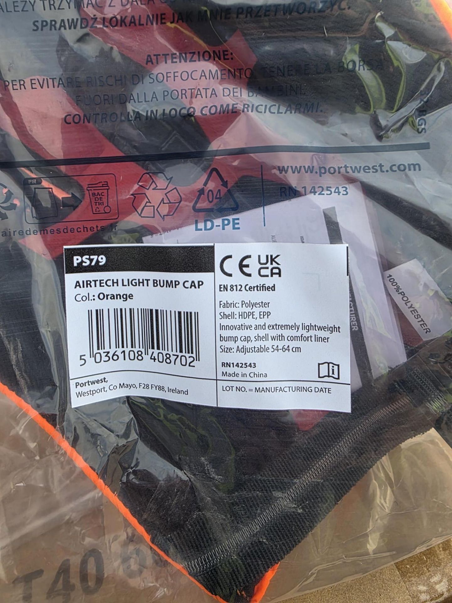 60 x New & Packaged Portwest PS79 AirTech Light Bump Cap Colours May ...