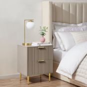 Boxed Evie 2 Drawer Bedside Table - Taupe RRP £219.99-SR6(4.1) The ultimate in stylish