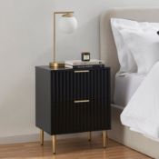 Boxed Evie 2 Drawer Bedside Table - Black RRP £219.99-SR6(4.1) The ultimate in stylish